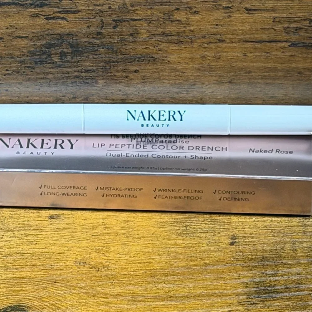 Rhode Salted Caramel + Nakery Naked Rose Liner/Lip Color Peptide Lip Bundle NEW